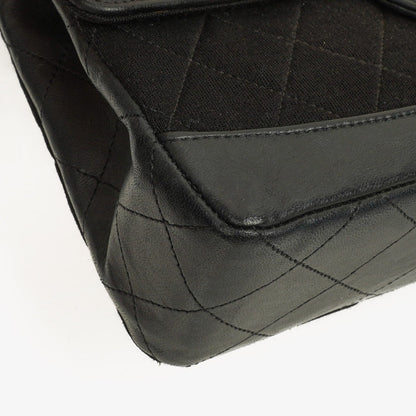 Chanel Medium Classic Vintage Single Flap Tasche aus gestepptem Lammleder und Jersey mit 24K vergoldeter Hardware