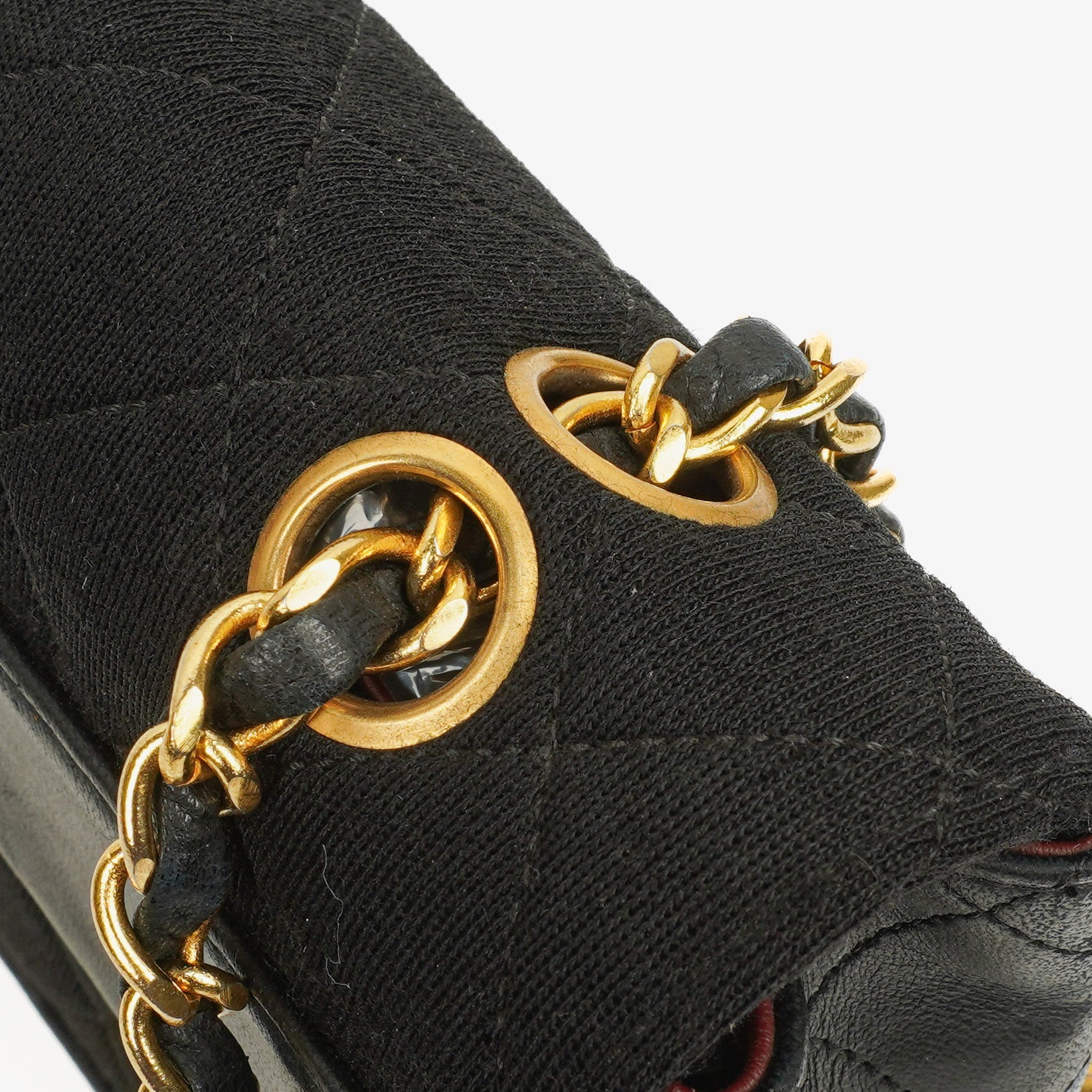 Chanel Medium Classic Vintage Single Flap Tasche aus gestepptem Lammleder und Jersey mit 24K vergoldeter Hardware