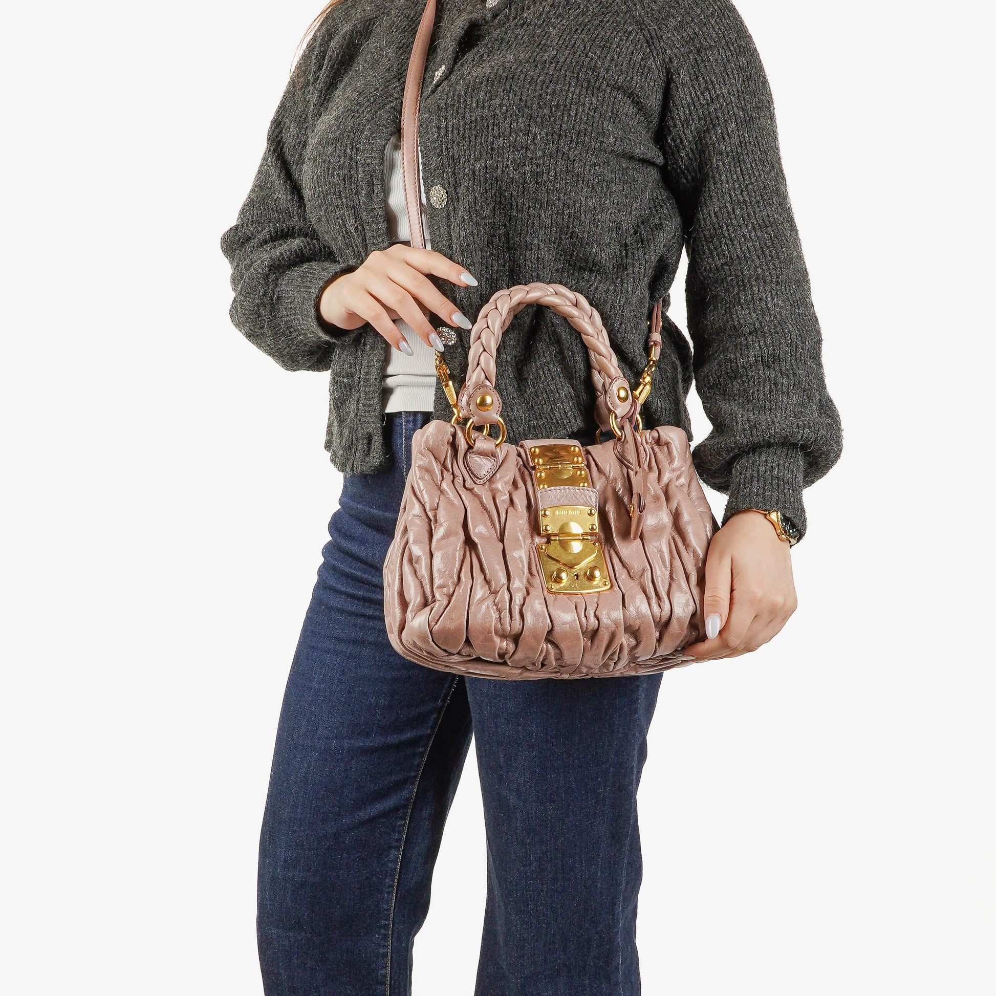 Miu Miu Matelasse Leder-Tote-Bag