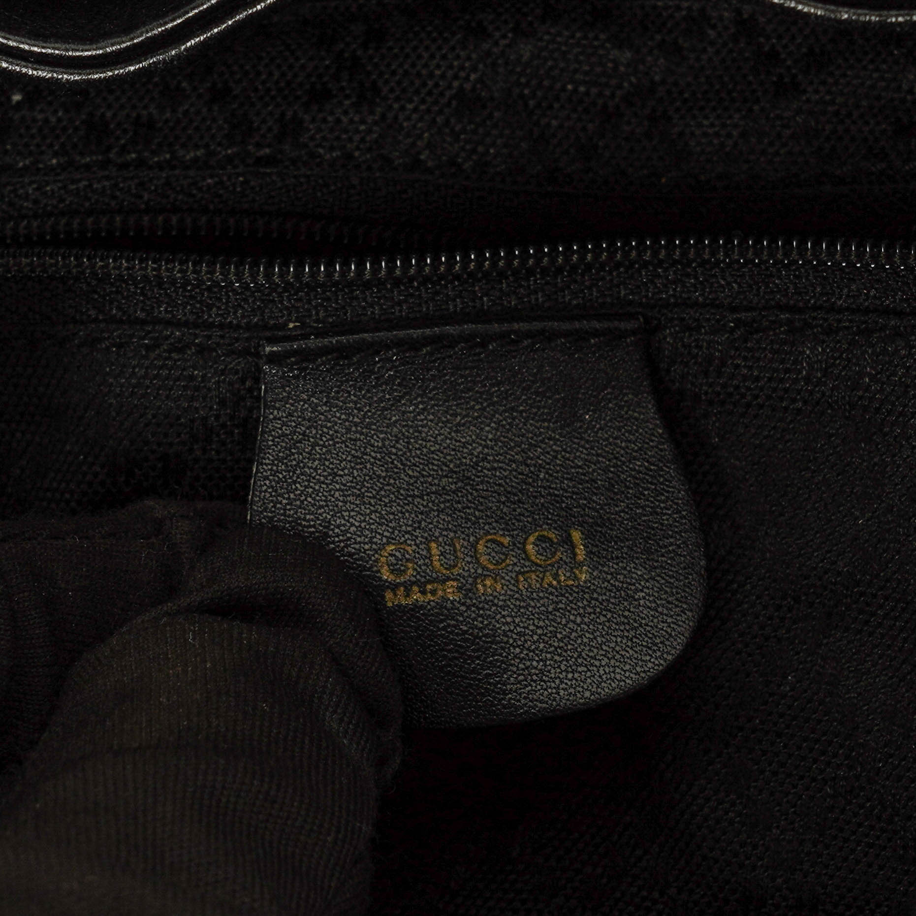 Gucci Vintage Bamboo Rucksack aus schwarzem Leder