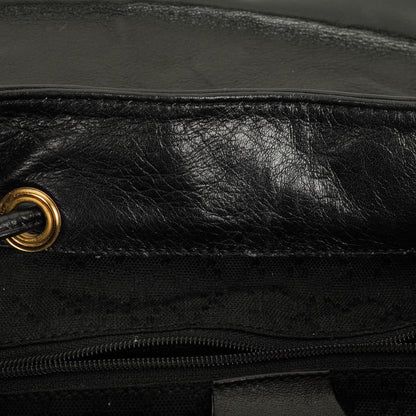Gucci Vintage Bamboo Rucksack aus schwarzem Leder