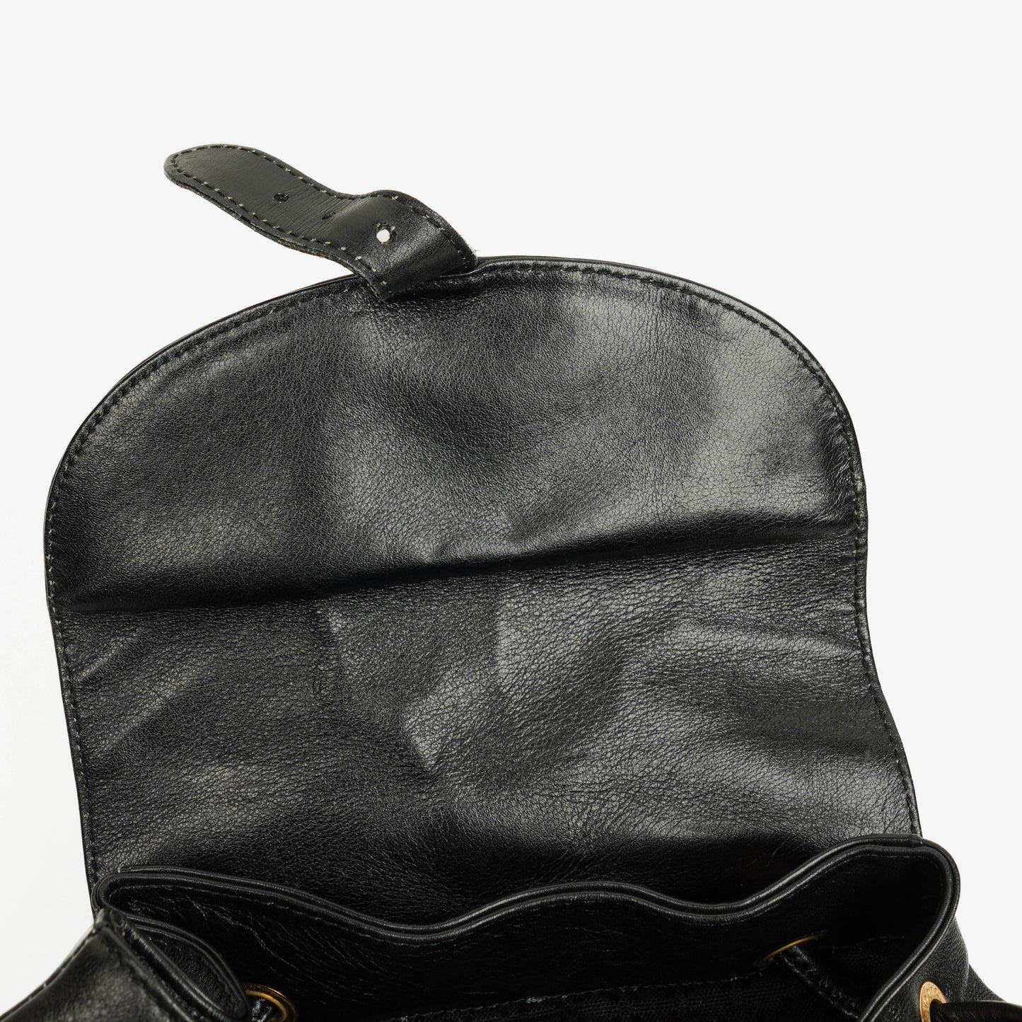 Gucci Vintage Bamboo Rucksack aus schwarzem Leder
