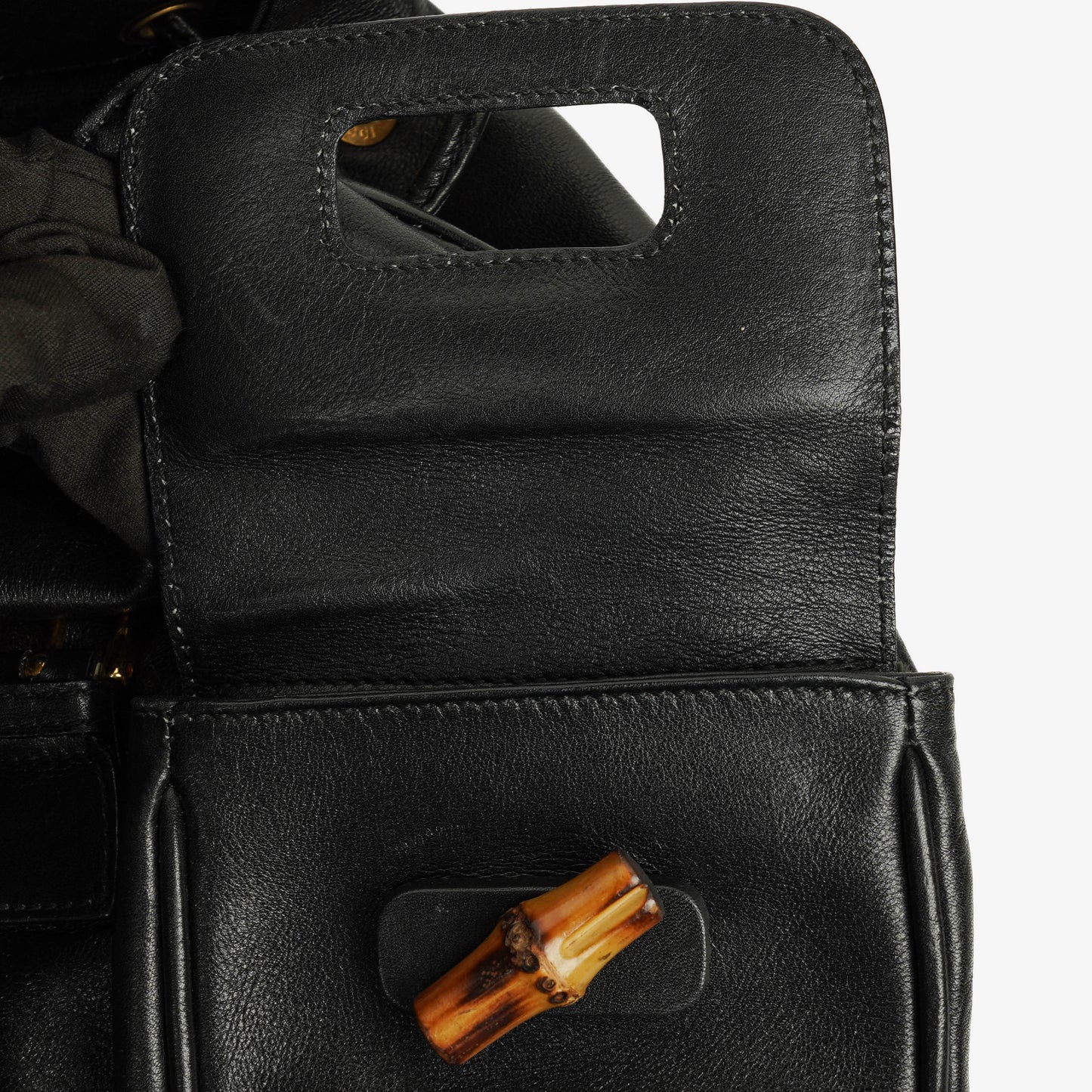 Gucci Vintage Bamboo Rucksack aus schwarzem Leder