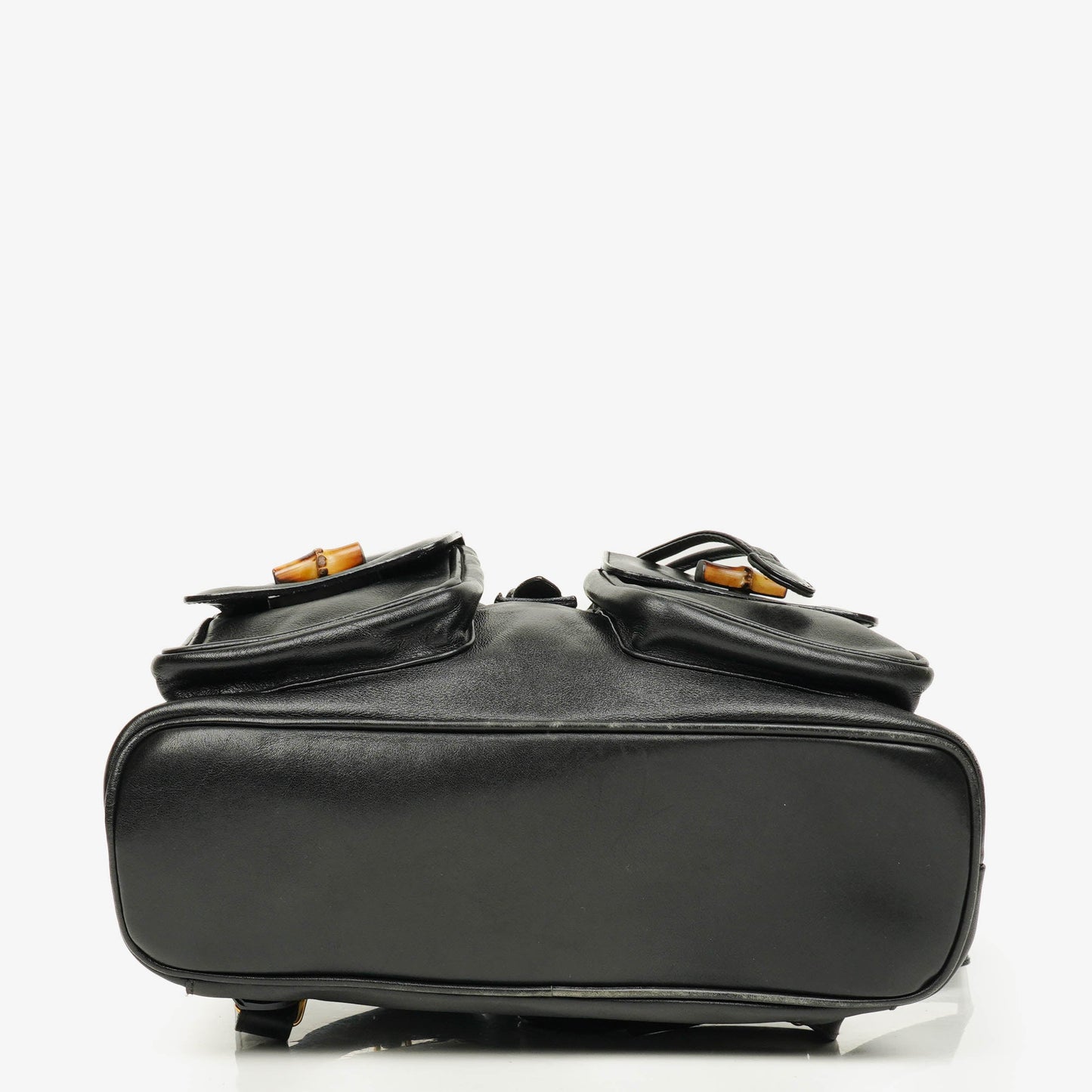 Gucci Vintage Bamboo Rucksack aus schwarzem Leder