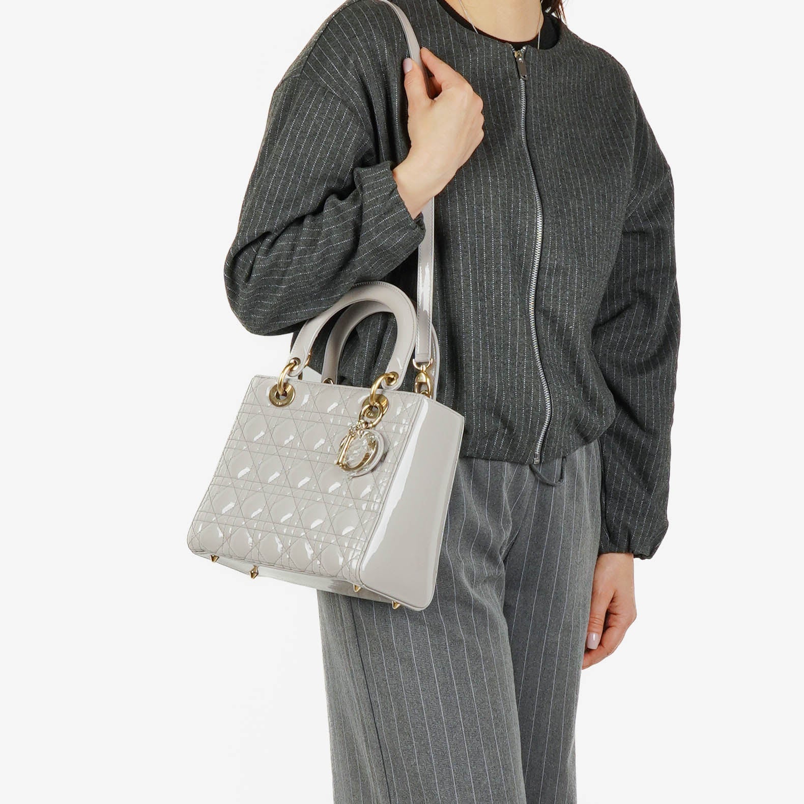 Dior Lady Dior Vintage Medium Handtasche aus Lack-Kalbsleder