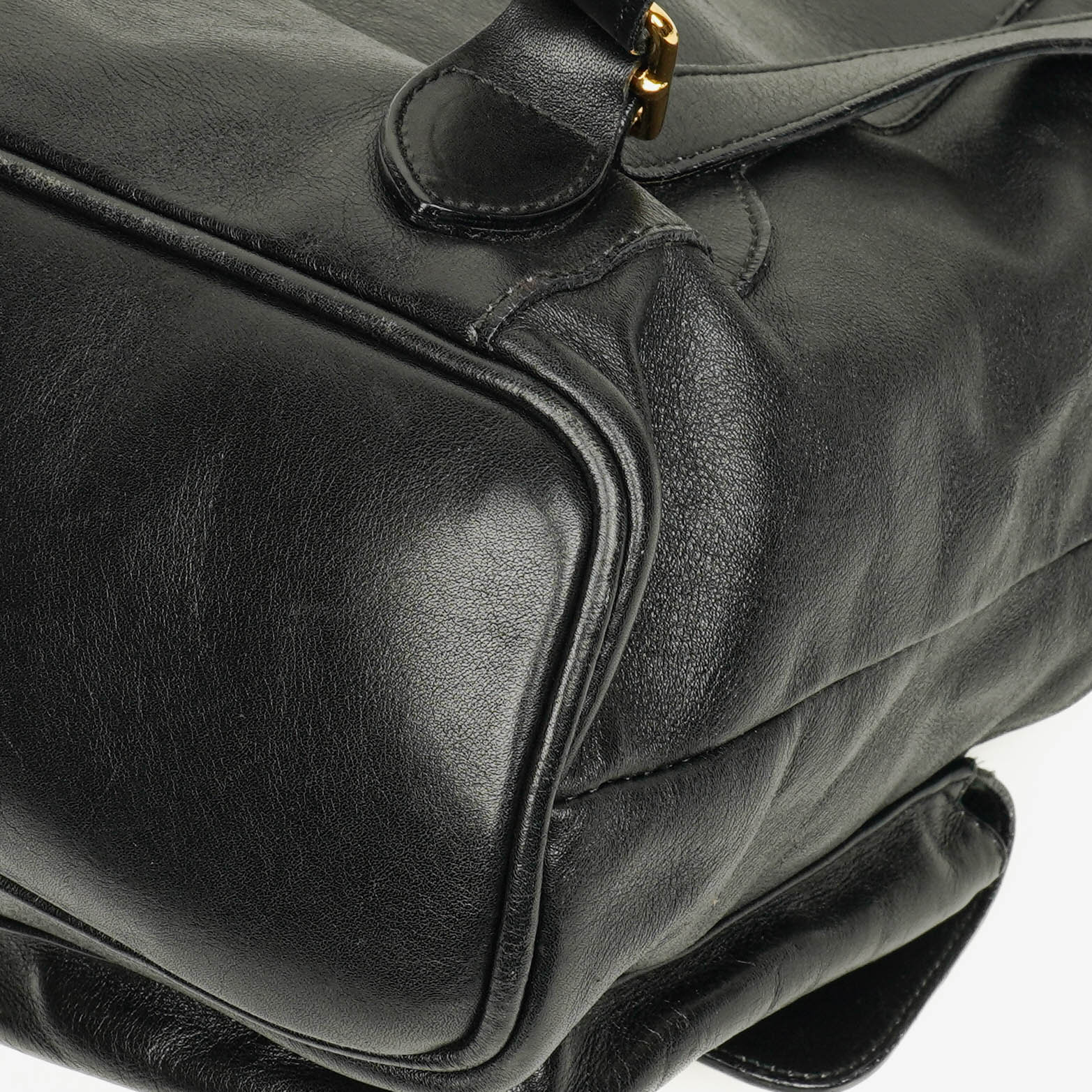 Gucci Vintage Bamboo Rucksack aus schwarzem Leder