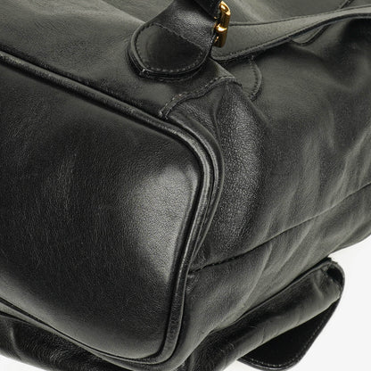 Gucci Vintage Bamboo Rucksack aus schwarzem Leder