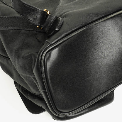 Gucci Vintage Bamboo Rucksack aus schwarzem Leder
