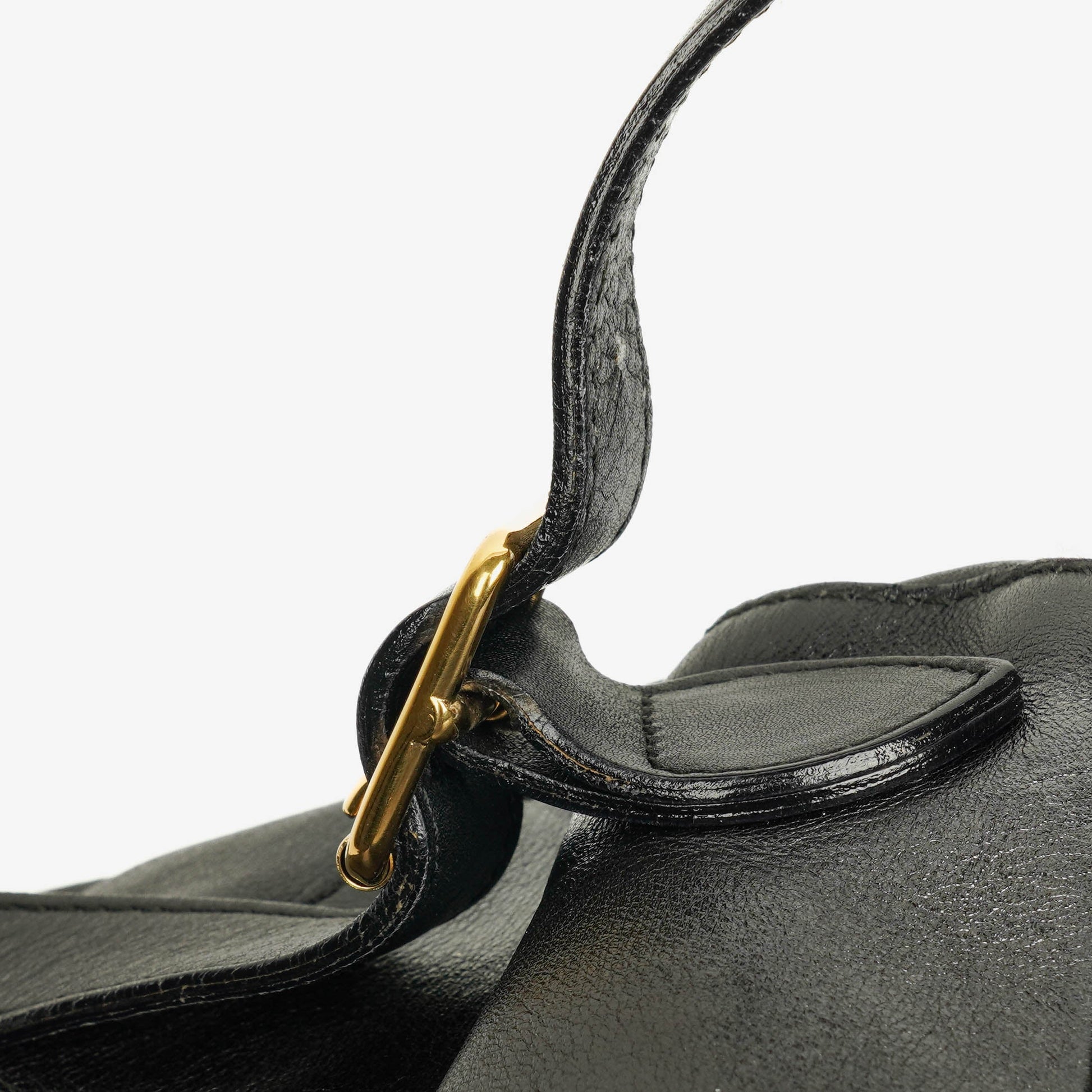 Gucci Vintage Bamboo Rucksack aus schwarzem Leder