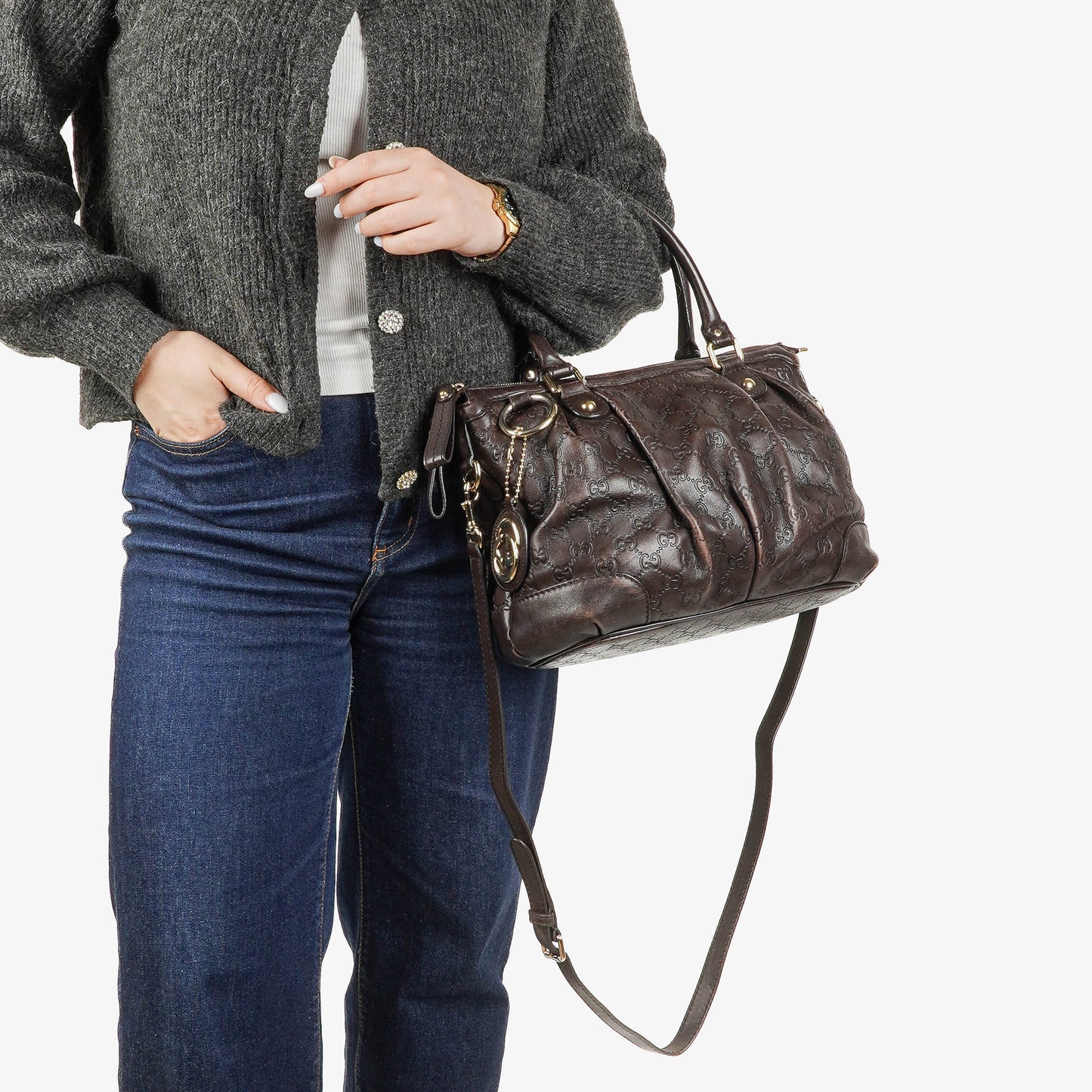Gucci Suckey Hobo-Tasche aus Guccissima Leder