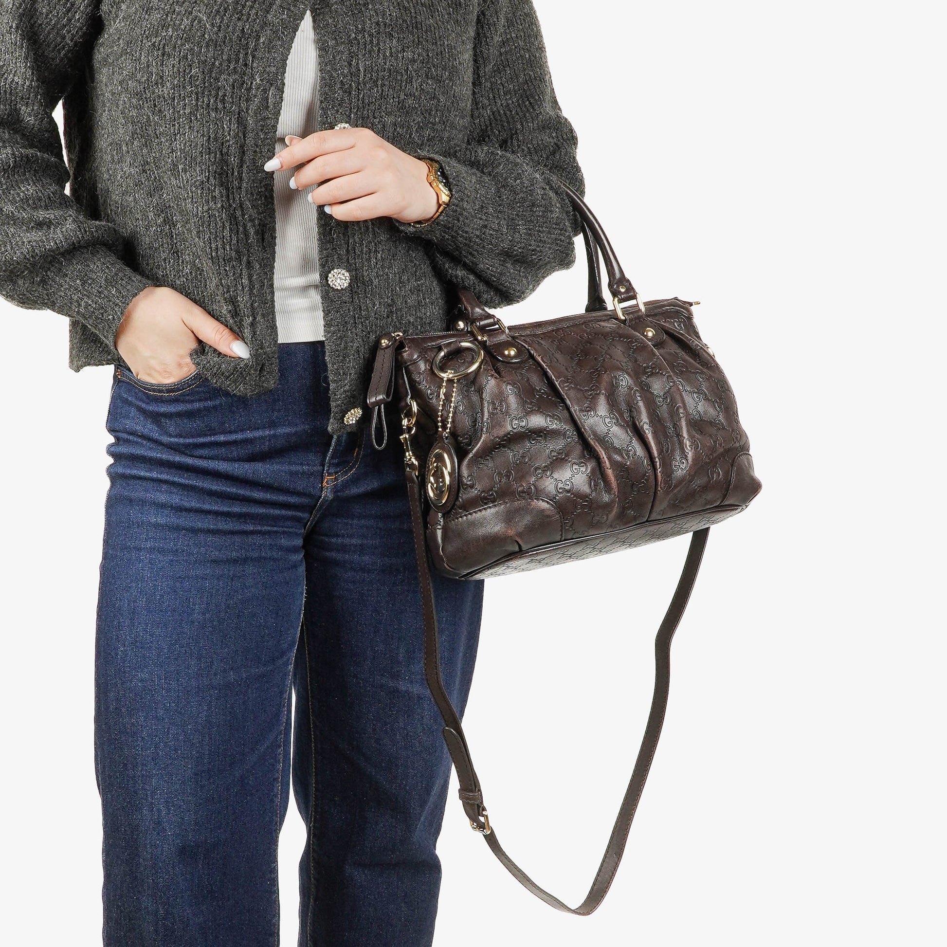 Gucci Suckey Hobo-Tasche aus Guccissima Leder