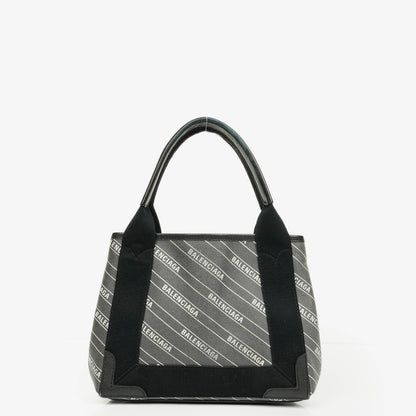 Balenciaga Cabas XS aus Navy Canvas und Kalbsleder mit Logo-Print