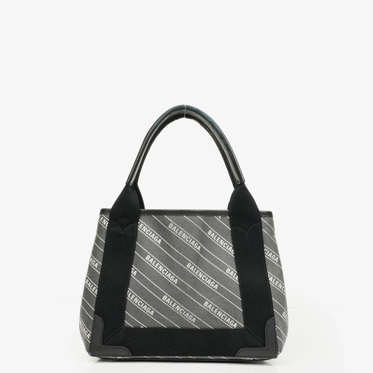 Balenciaga Cabas XS aus Navy Canvas und Kalbsleder mit Logo-Print