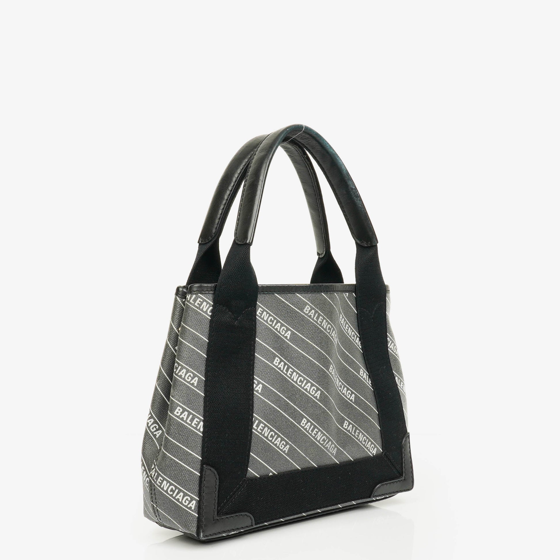 Balenciaga Cabas XS aus Navy Canvas und Kalbsleder mit Logo-Print