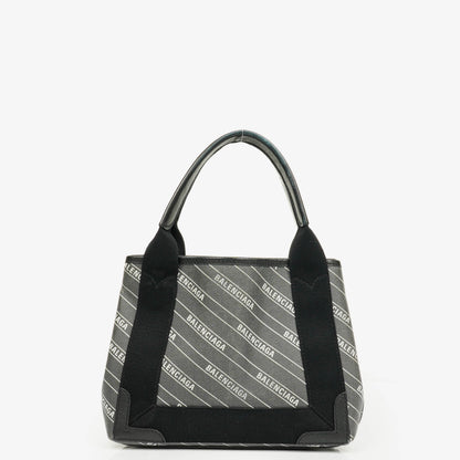 Balenciaga Cabas XS aus Navy Canvas und Kalbsleder mit Logo-Print