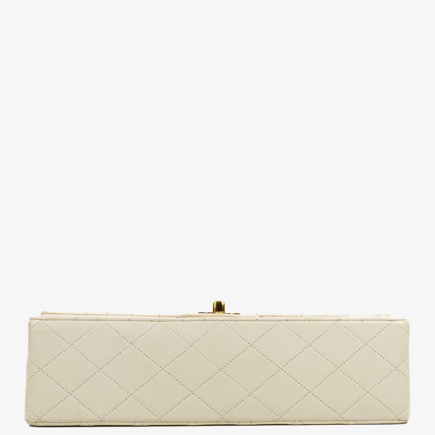 Chanel Medium Classic Vintage Double Flap Tasche aus weißem gestepptem Lammleder mit 24K-vergoldeter Hardware