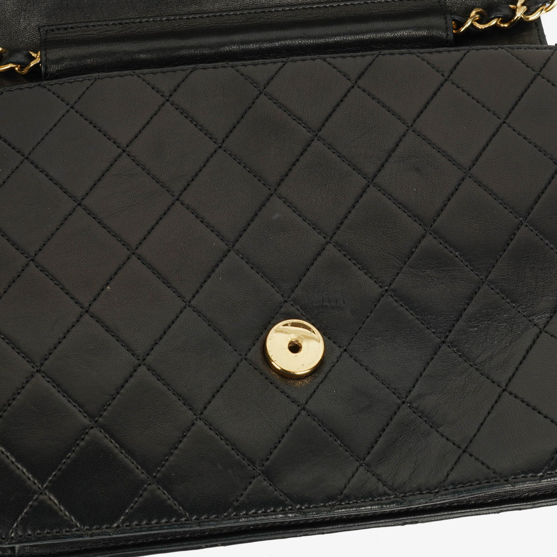 Chanel Classic Single Flap Bag aus schwarzem gestepptem Lammleder mit 24K vergoldeter Hardware