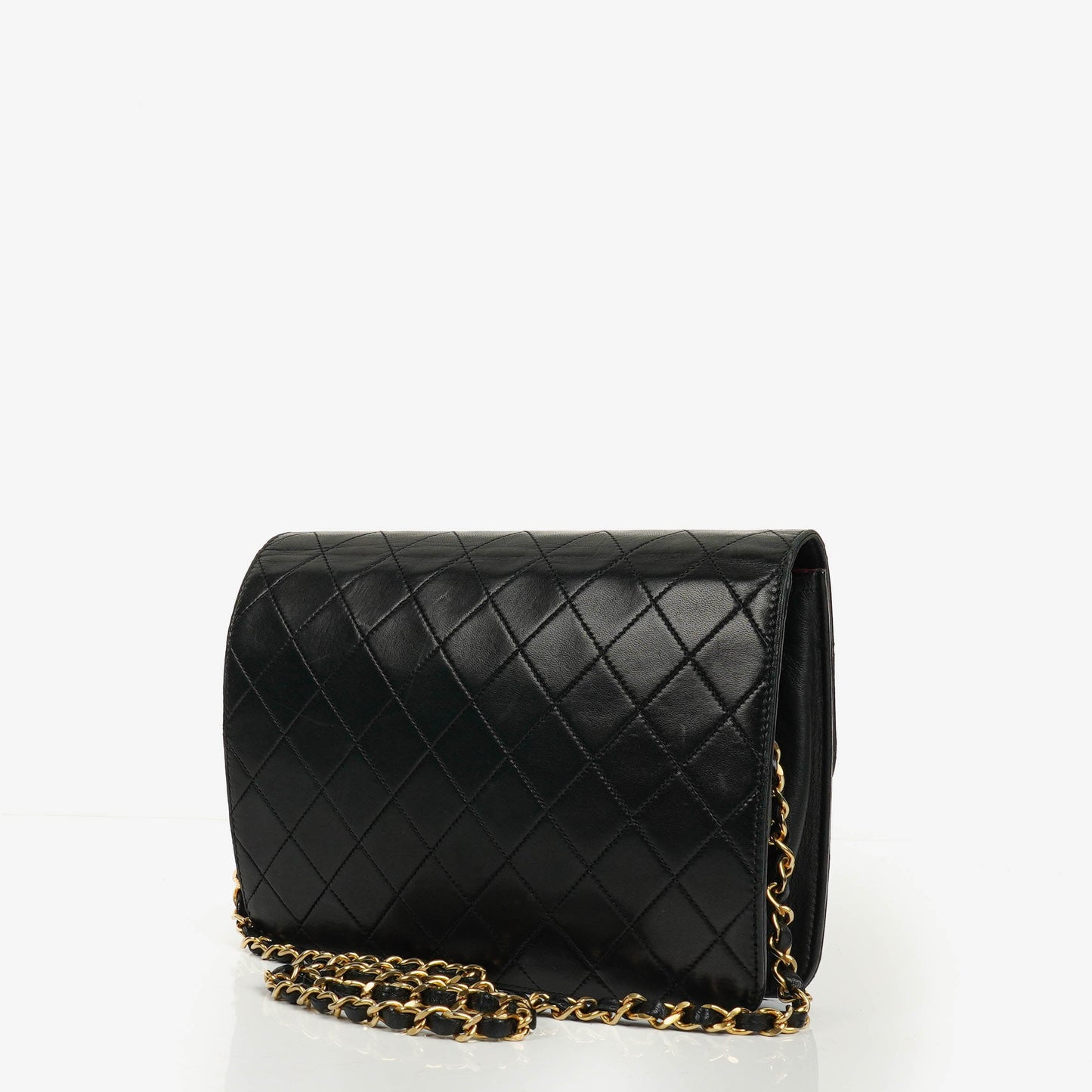 Chanel Classic Single Flap Bag aus schwarzem gestepptem Lammleder mit 24K vergoldeter Hardware