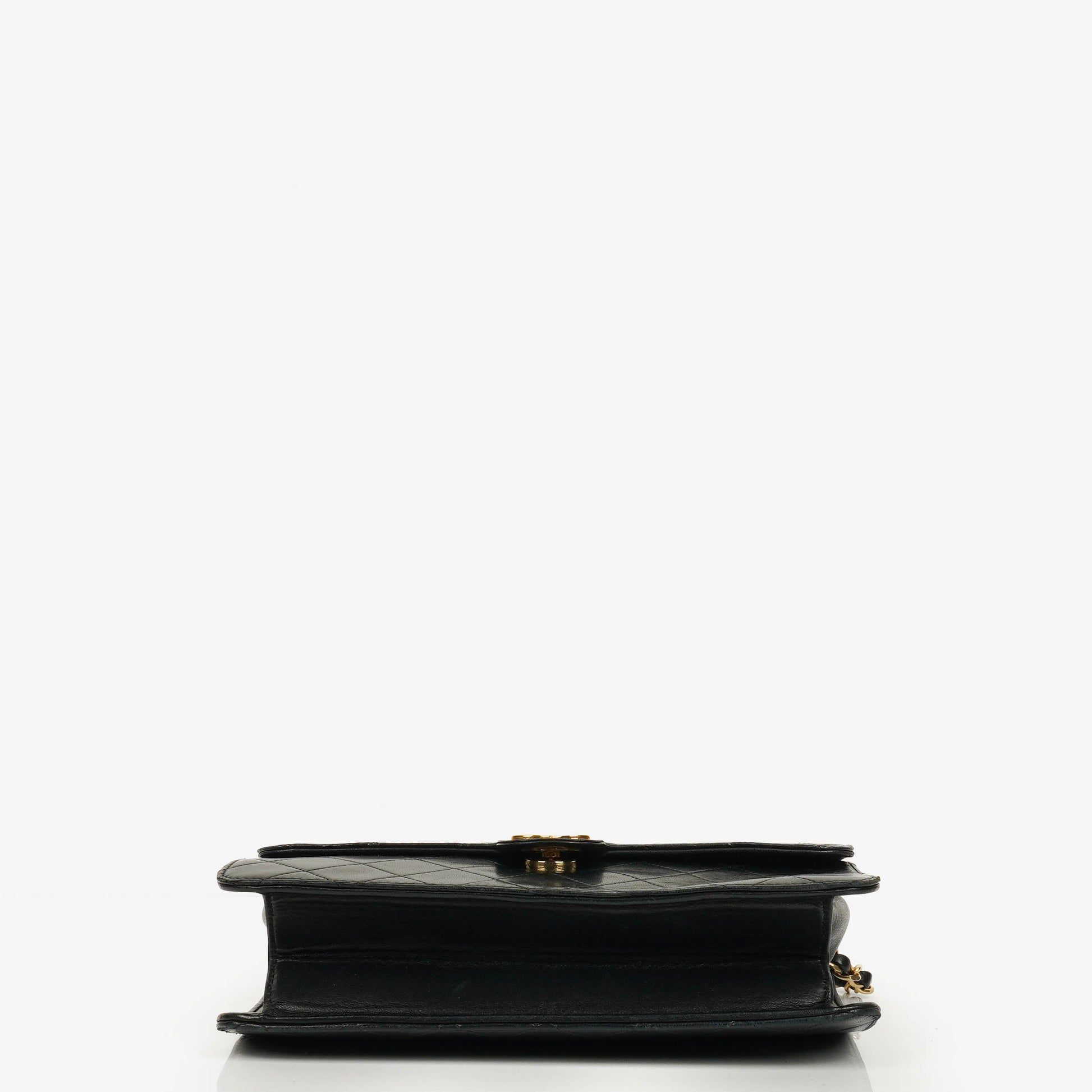 Chanel Classic Single Flap Bag aus schwarzem gestepptem Lammleder mit 24K vergoldeter Hardware