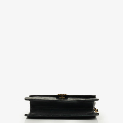 Chanel Classic Single Flap Bag aus schwarzem gestepptem Lammleder mit 24K vergoldeter Hardware