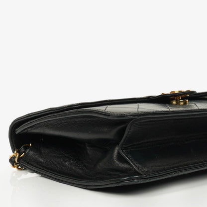 Chanel Classic Single Flap Bag aus schwarzem gestepptem Lammleder mit 24K vergoldeter Hardware