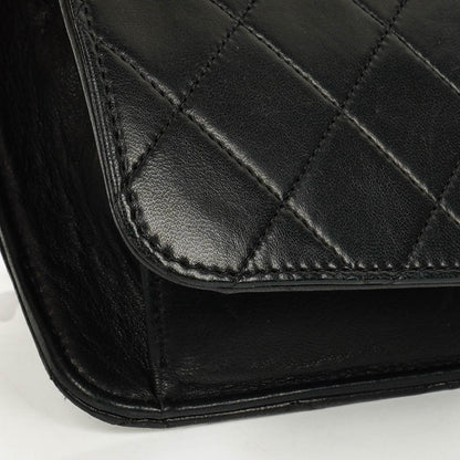 Chanel Classic Single Flap Bag aus schwarzem gestepptem Lammleder mit 24K vergoldeter Hardware
