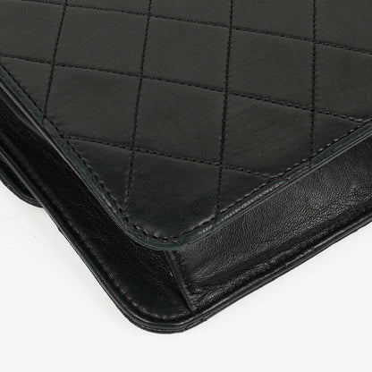 Chanel Classic Single Flap Bag aus schwarzem gestepptem Lammleder mit 24K vergoldeter Hardware
