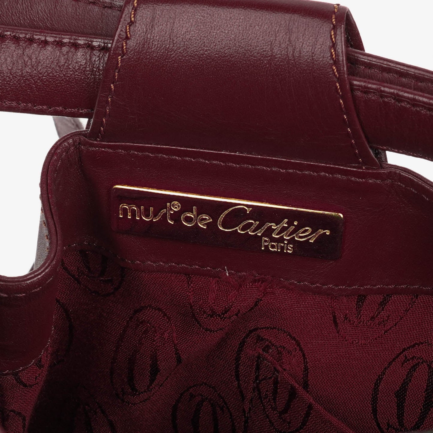 Cartier Must de Cartier kleine Bucket-Tasche aus burgunderrotem Leder