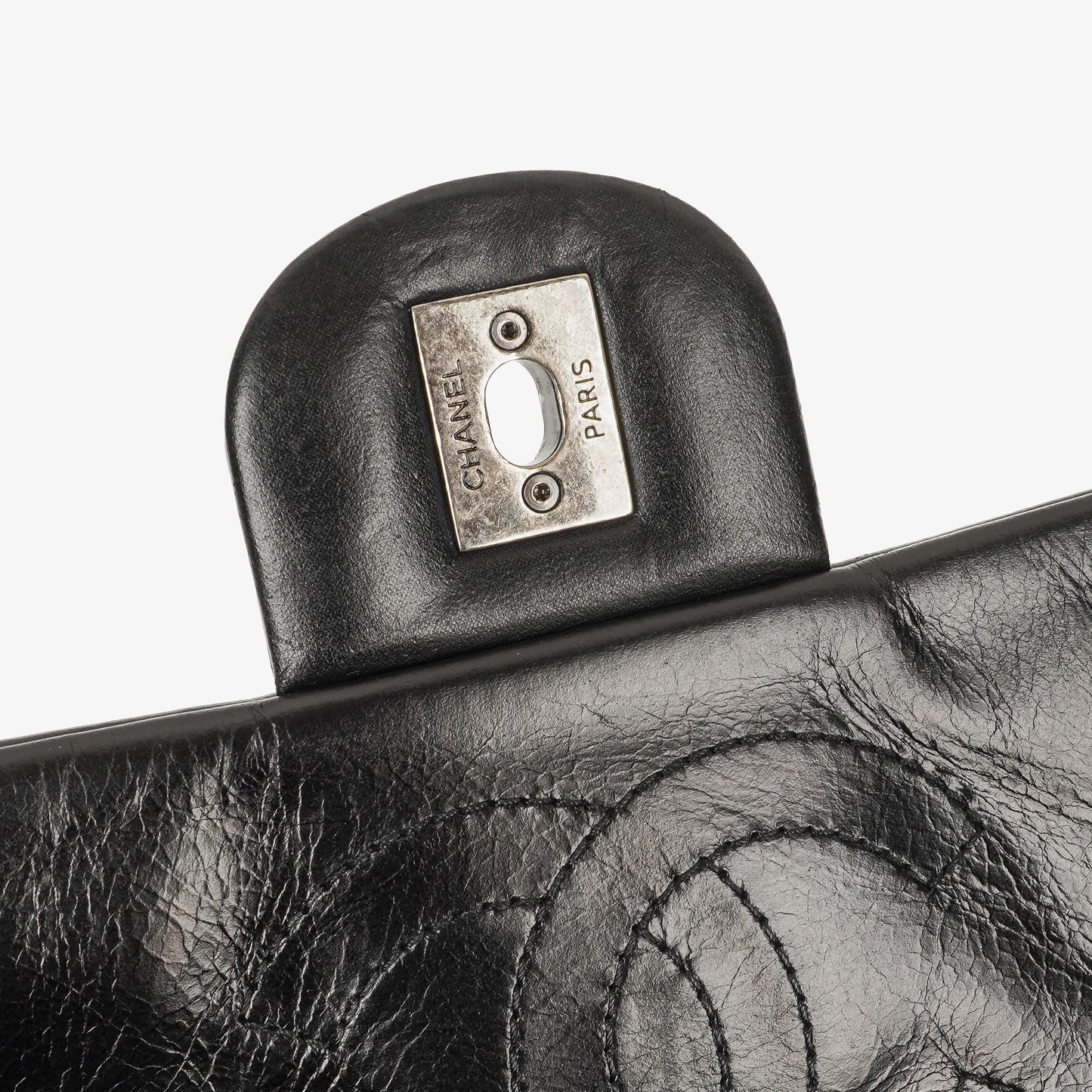 CHANEL Single Flap Bag aus schwarzem gestepptem Leder