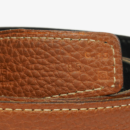 Hermès H Gürtel 30 mm aus schwarzem Togo-Leder mit goldfarbener Hardware, Größe 85