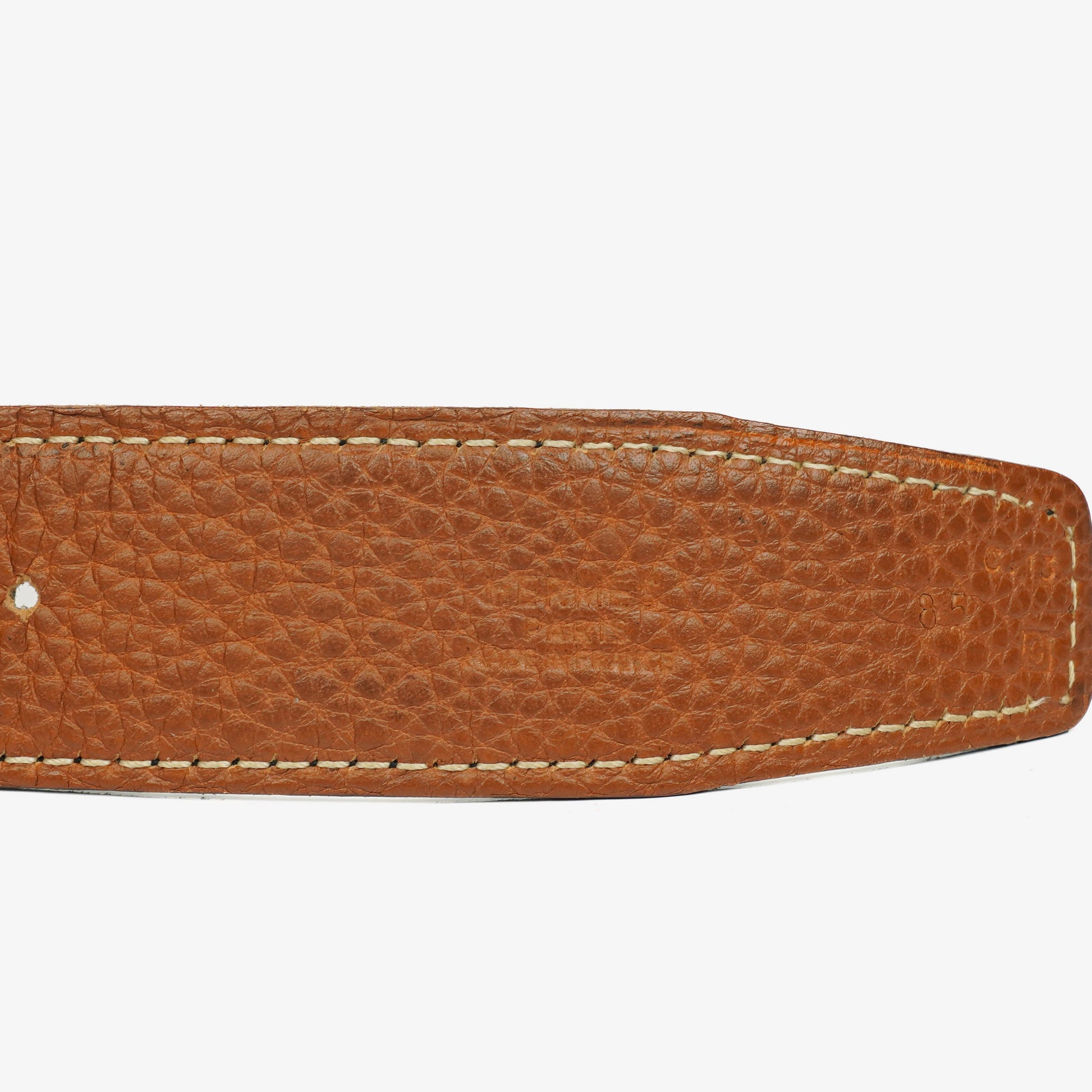 Hermès H Gürtel 30 mm aus schwarzem Togo-Leder mit goldfarbener Hardware, Größe 85