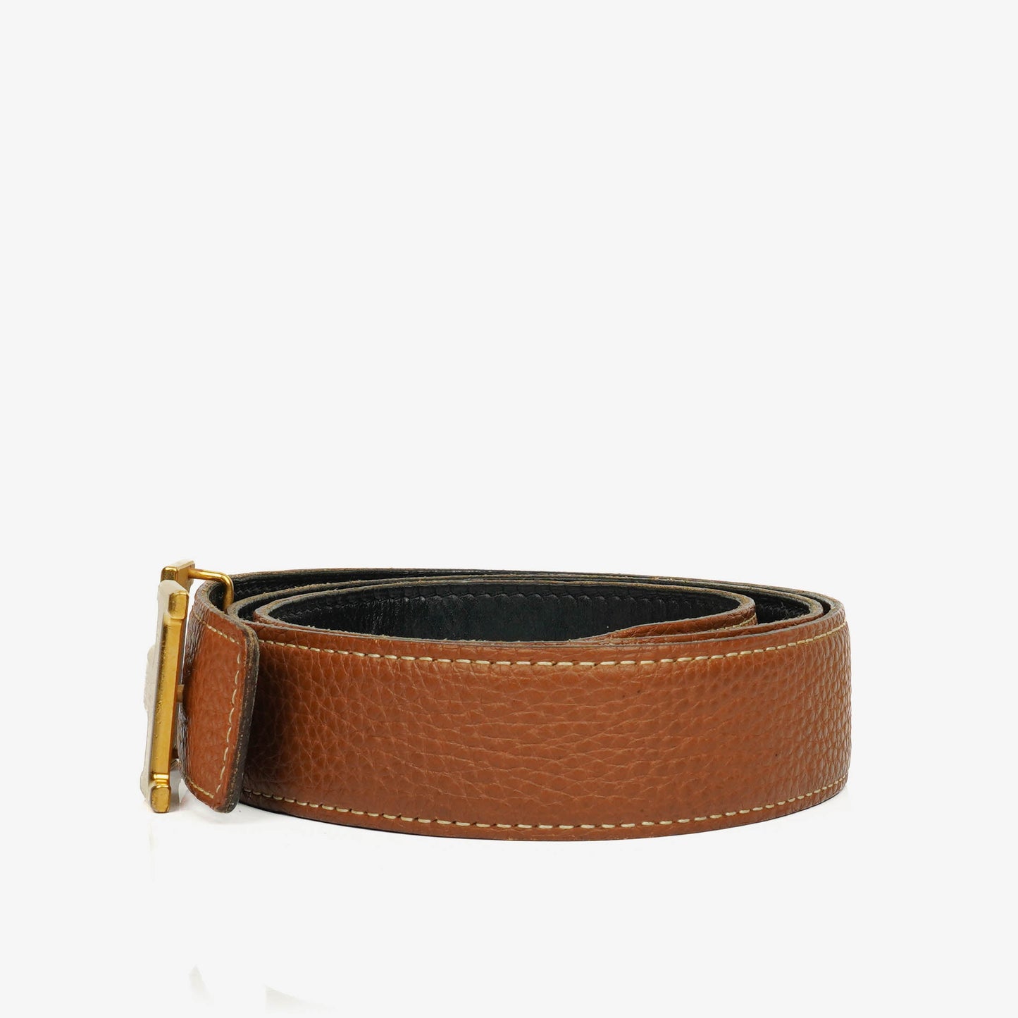 Hermès H Gürtel 30 mm aus schwarzem Togo-Leder mit goldfarbener Hardware, Größe 85