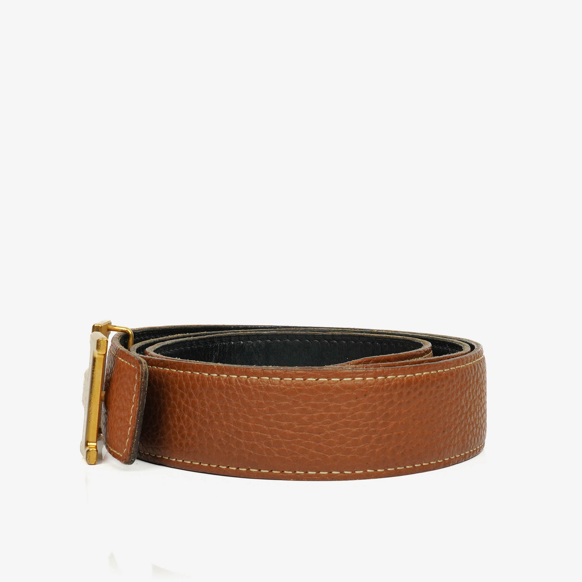 Hermès H Gürtel 30 mm aus schwarzem Togo-Leder mit goldfarbener Hardware, Größe 85