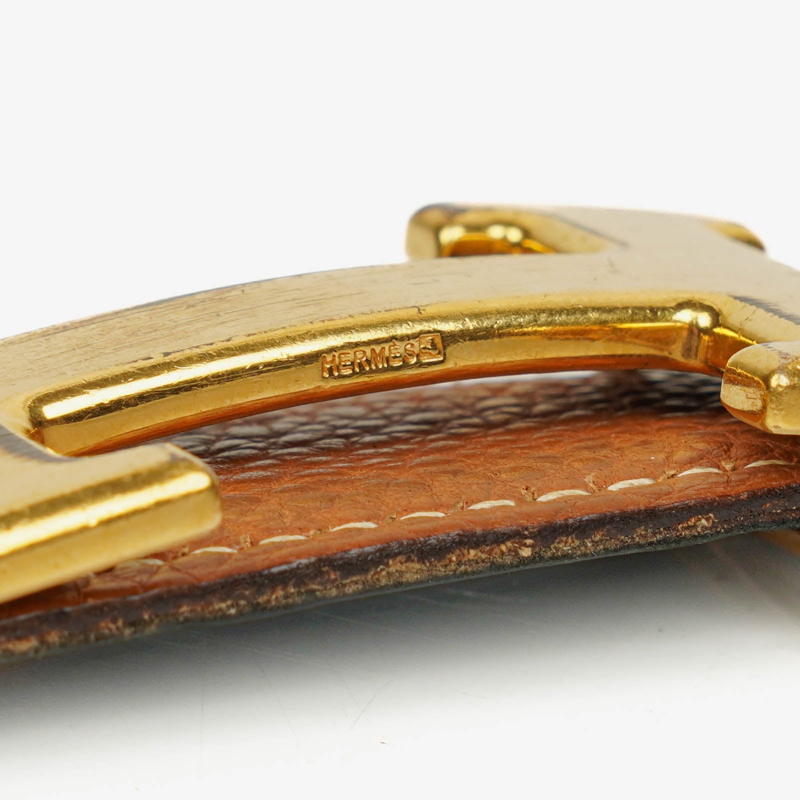 Hermès H Gürtel 30 mm aus schwarzem Togo-Leder mit goldfarbener Hardware, Größe 85