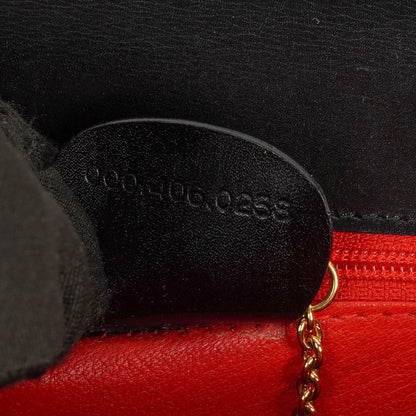 Gucci Vintage Lady Lock Tasche aus glänzendem schwarzem Leder