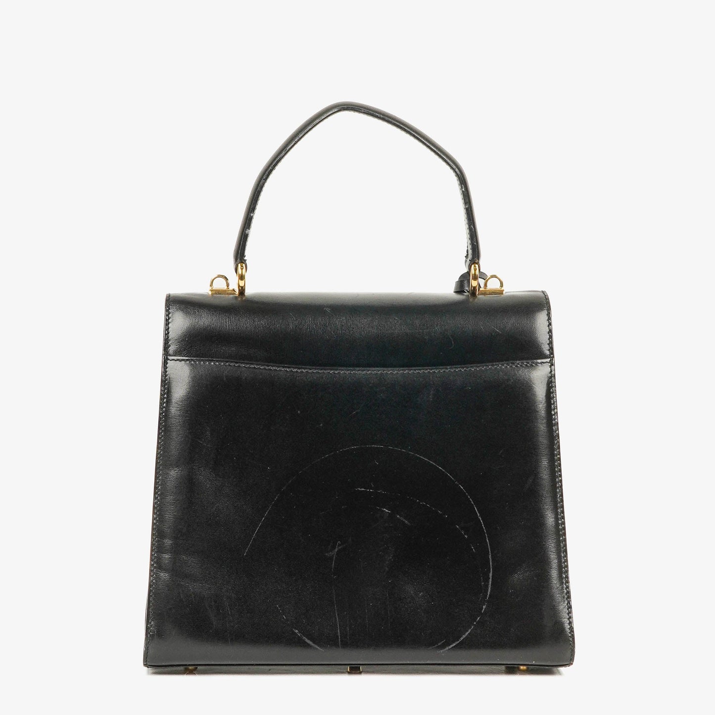 Gucci Vintage Lady Lock Tasche aus glänzendem schwarzem Leder