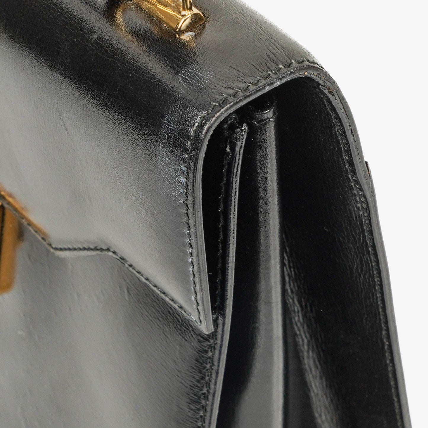 Gucci Vintage Lady Lock Tasche aus glänzendem schwarzem Leder