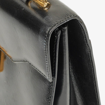 Gucci Vintage Lady Lock Tasche aus glänzendem schwarzem Leder