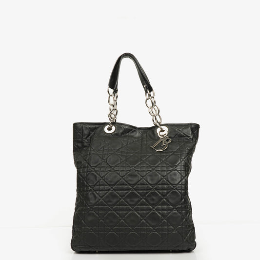 Christian Dior Soft Shopping Tote aus schwarzem Leder