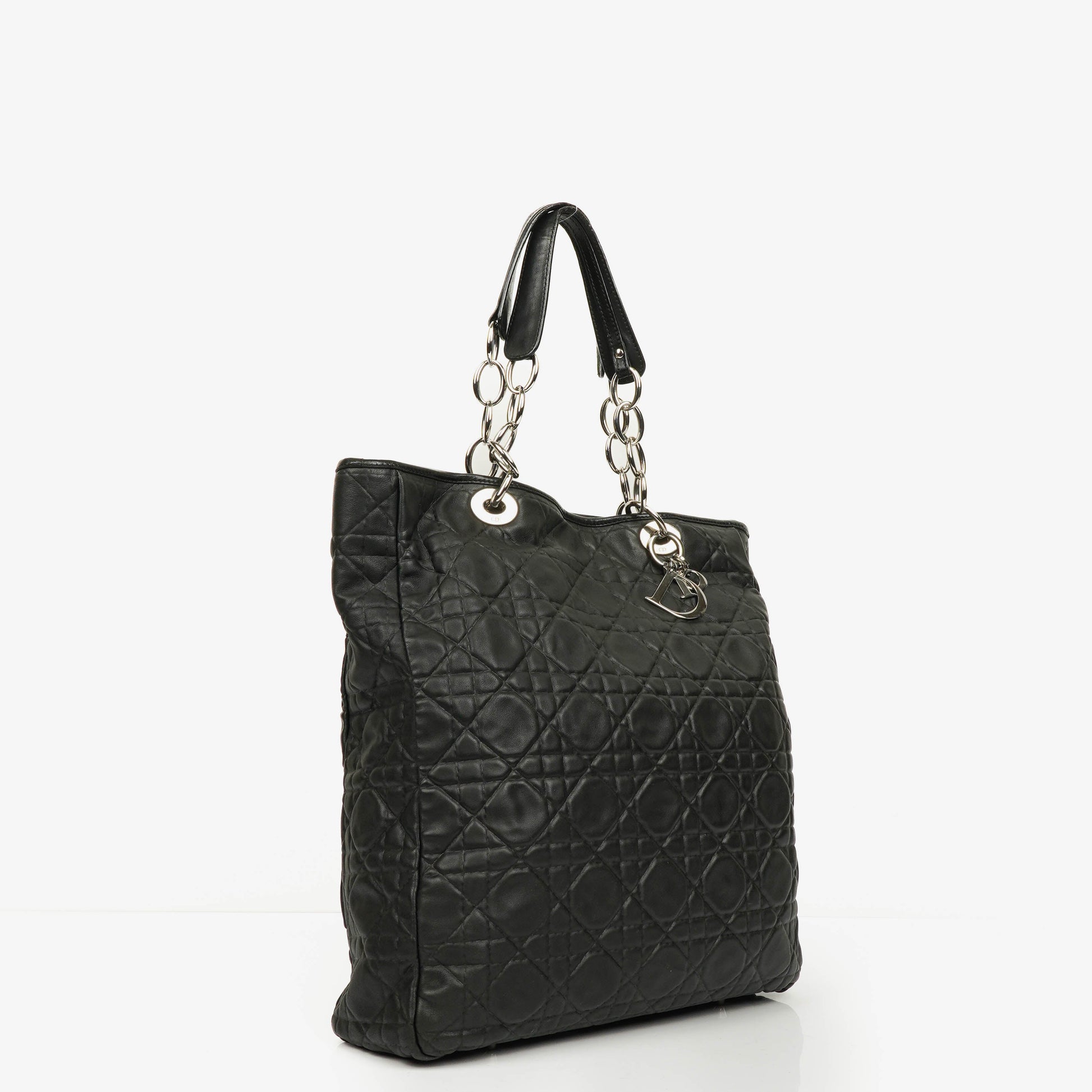 Christian Dior Soft Shopping Tote aus schwarzem Leder
