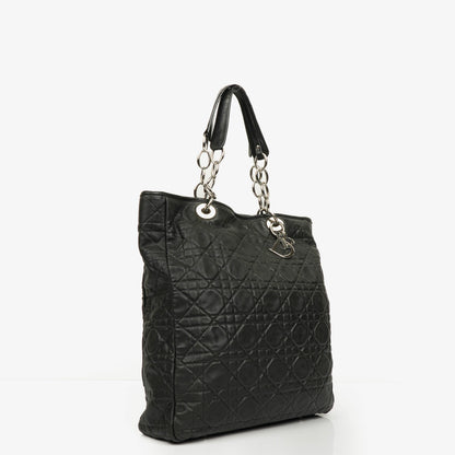 Christian Dior Soft Shopping Tote aus schwarzem Leder