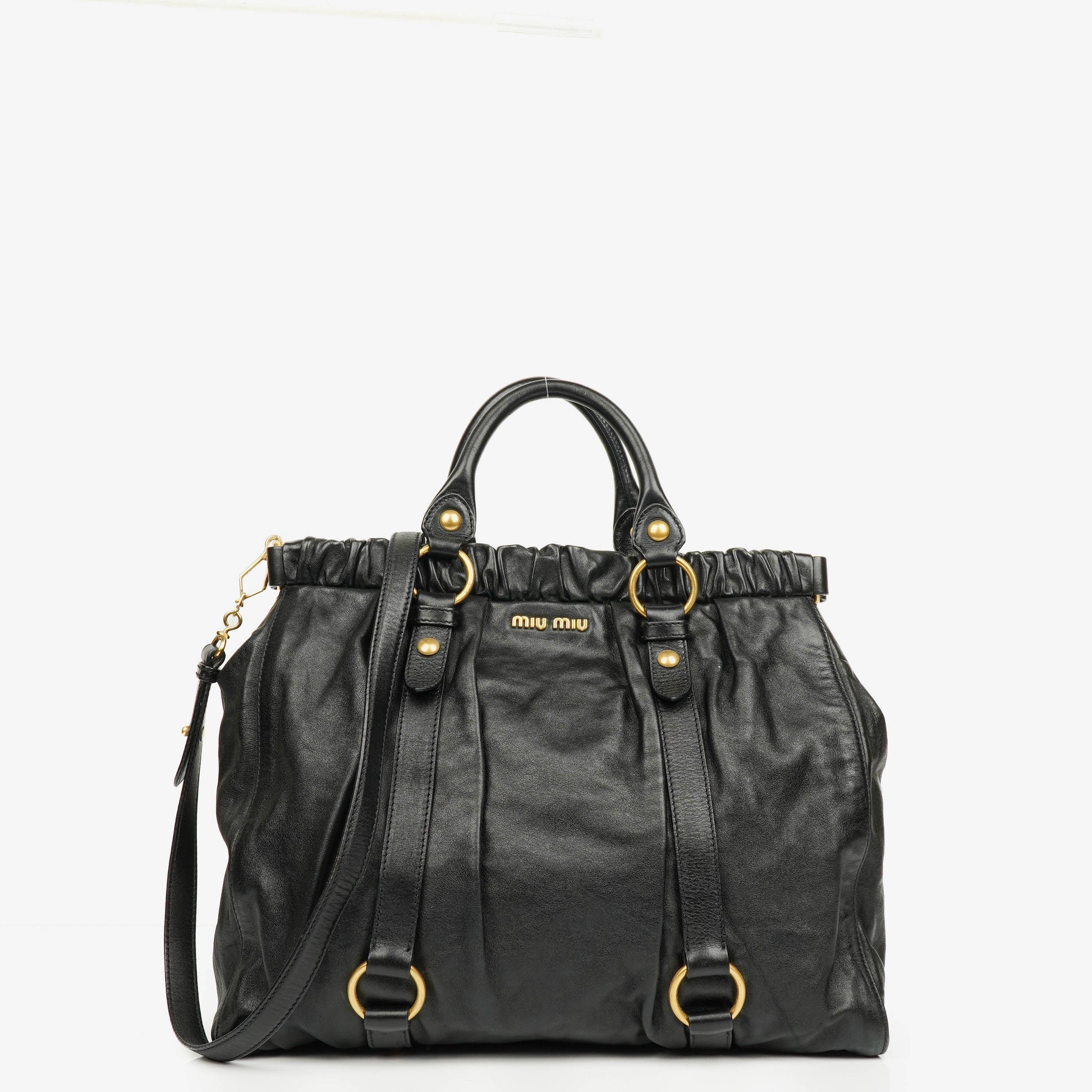 Miu Miu Vitello Satchel Tasche in Schwarz
