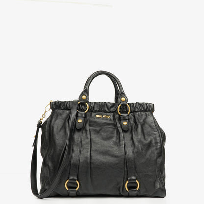 Miu Miu Vitello Satchel Tasche in Schwarz