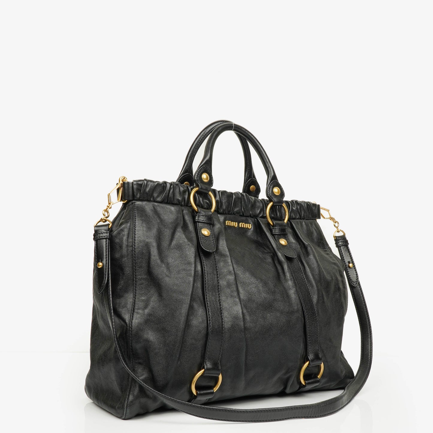Miu Miu Vitello Satchel Tasche in Schwarz
