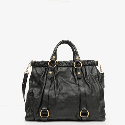 Miu Miu Vitello Satchel Tasche in Schwarz