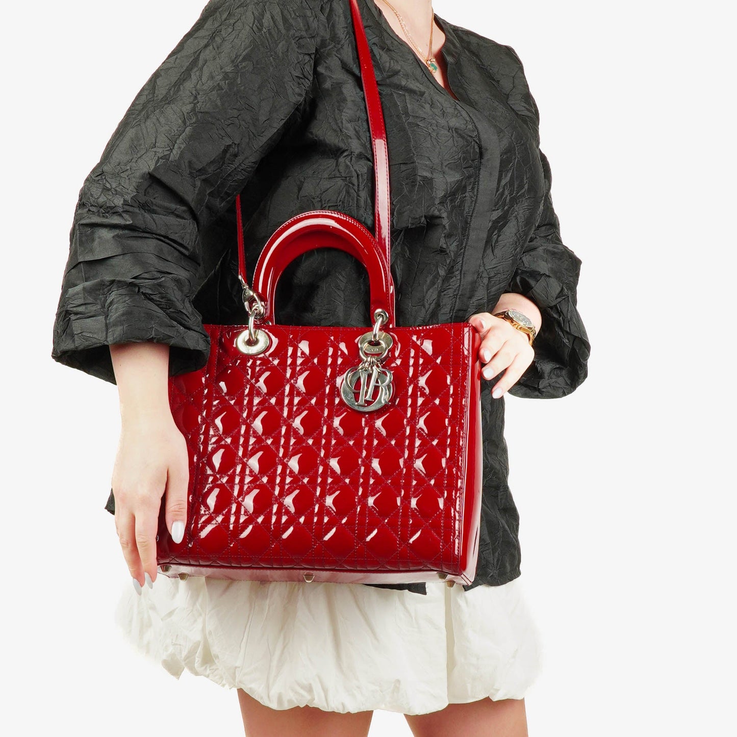 Dior Lady Dior Vintage Handtasche aus Lack-Kalbsleder