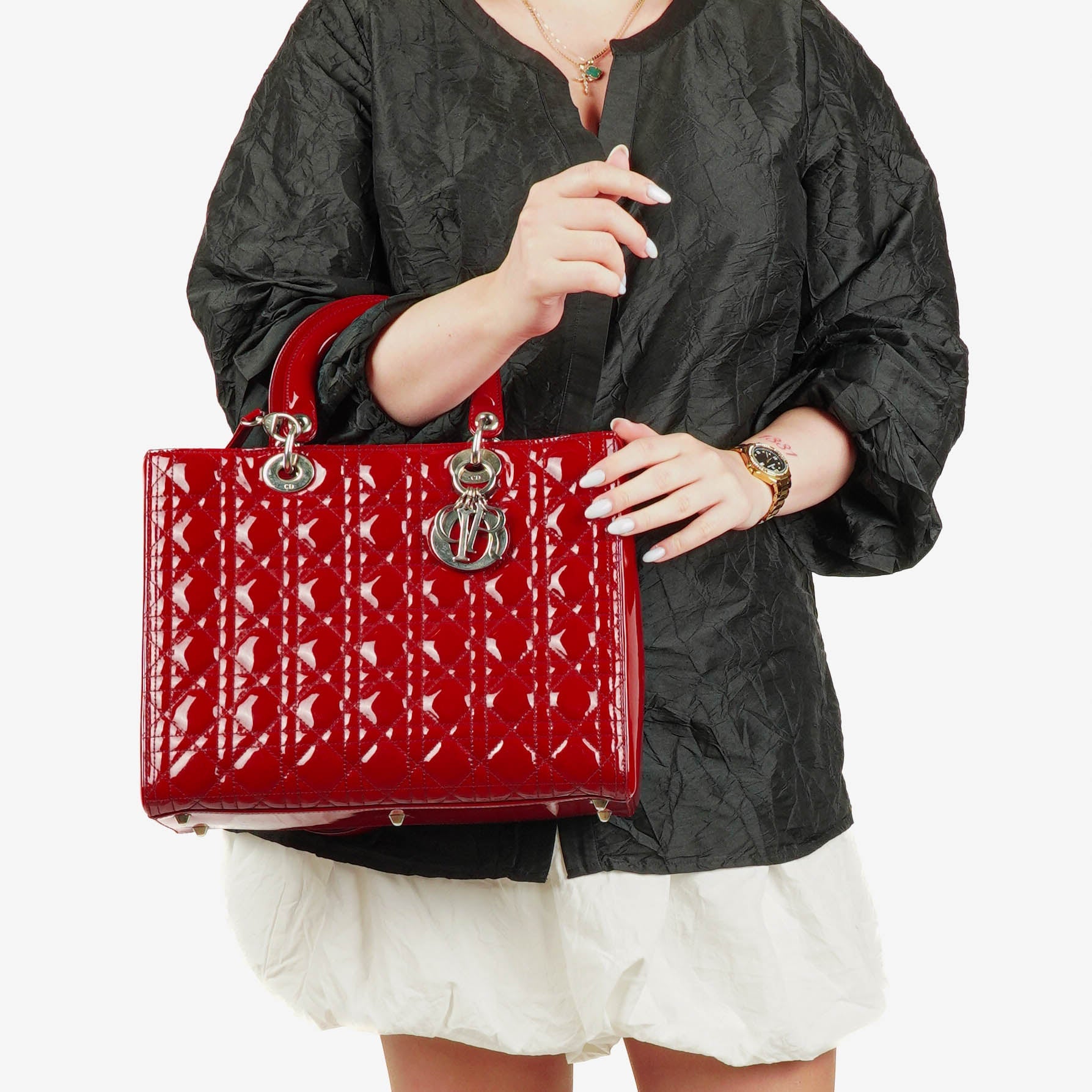 Dior Lady Dior Vintage Handtasche aus Lack-Kalbsleder