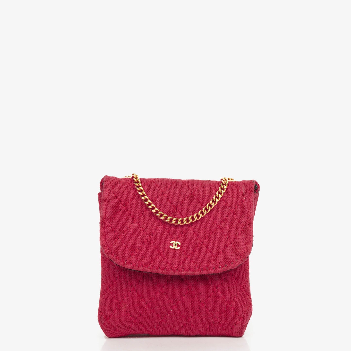 CHANEL Micro Flap Bag aus rotem gestepptem Jersey