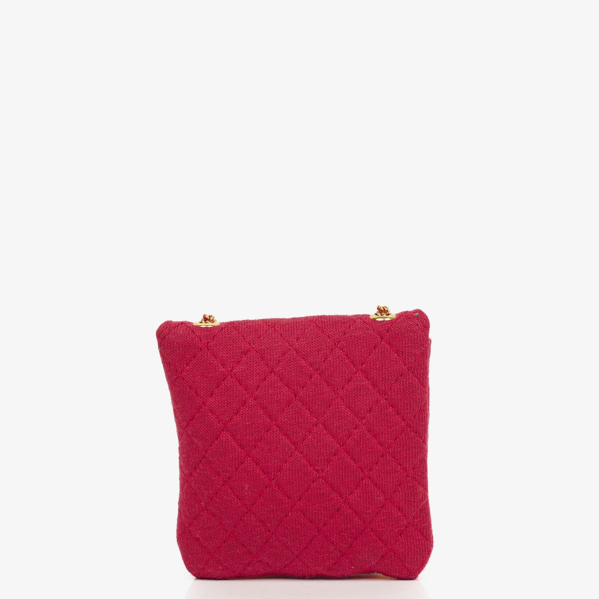 CHANEL Micro Flap Bag aus rotem gestepptem Jersey