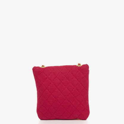 CHANEL Micro Flap Bag aus rotem gestepptem Jersey
